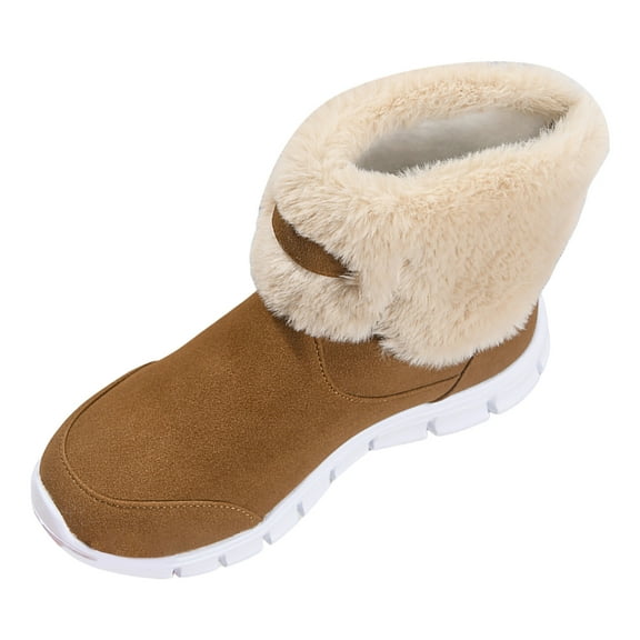YLYL Women's Suede Snow Boots Warm Fur lined Round Toe Slip on Winter Ankle Booties