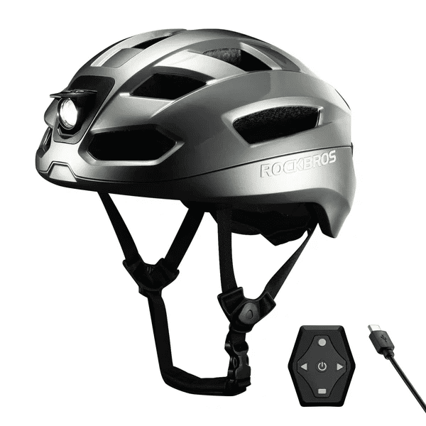 ROCKBROS Cycling Helmet Lighting Smart Remote Warning Light Control Helemt,Front/Tail/Turn Signal Light High-density Foaming One-piece Molding Safety Helmet
