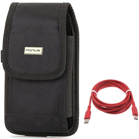 Case Belt Clip w Red 6ft Long Cable for Samsung Galaxy S20 Ultra - Rugged Holster Canvas, USB-C to Type-C PD Fast Charger Cord fits Samsung Galaxy S20 Ultra