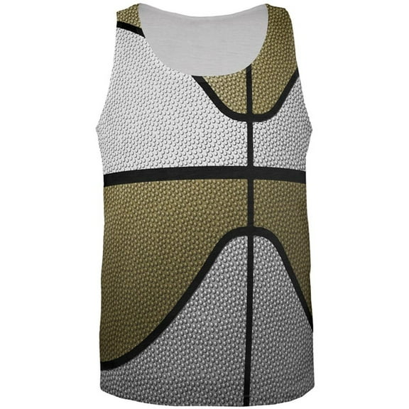 Championship Basketball White & Gold All Over Mens Tank Top Multi 3X-LG