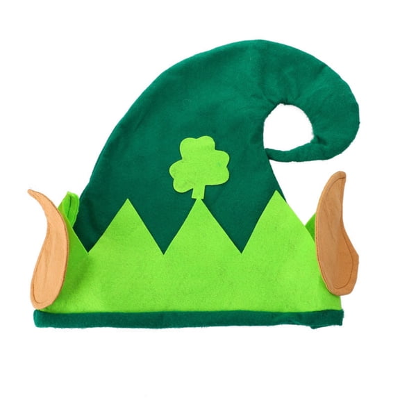 St. Patrick's Day Hat, Premium Felt Leprechaun Hat with Shamrock & Ears Design for Adults Kids, Fun St. Patrick's Day Costume Accessories for Parties Parades, Festive Green Irish Hat - Green