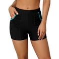 thumbnail image 2 of Charmo Womens Swim Shorts with Ruched Pockets High Waisted Board Shorts Swimsuit Bottom, 2 of 6