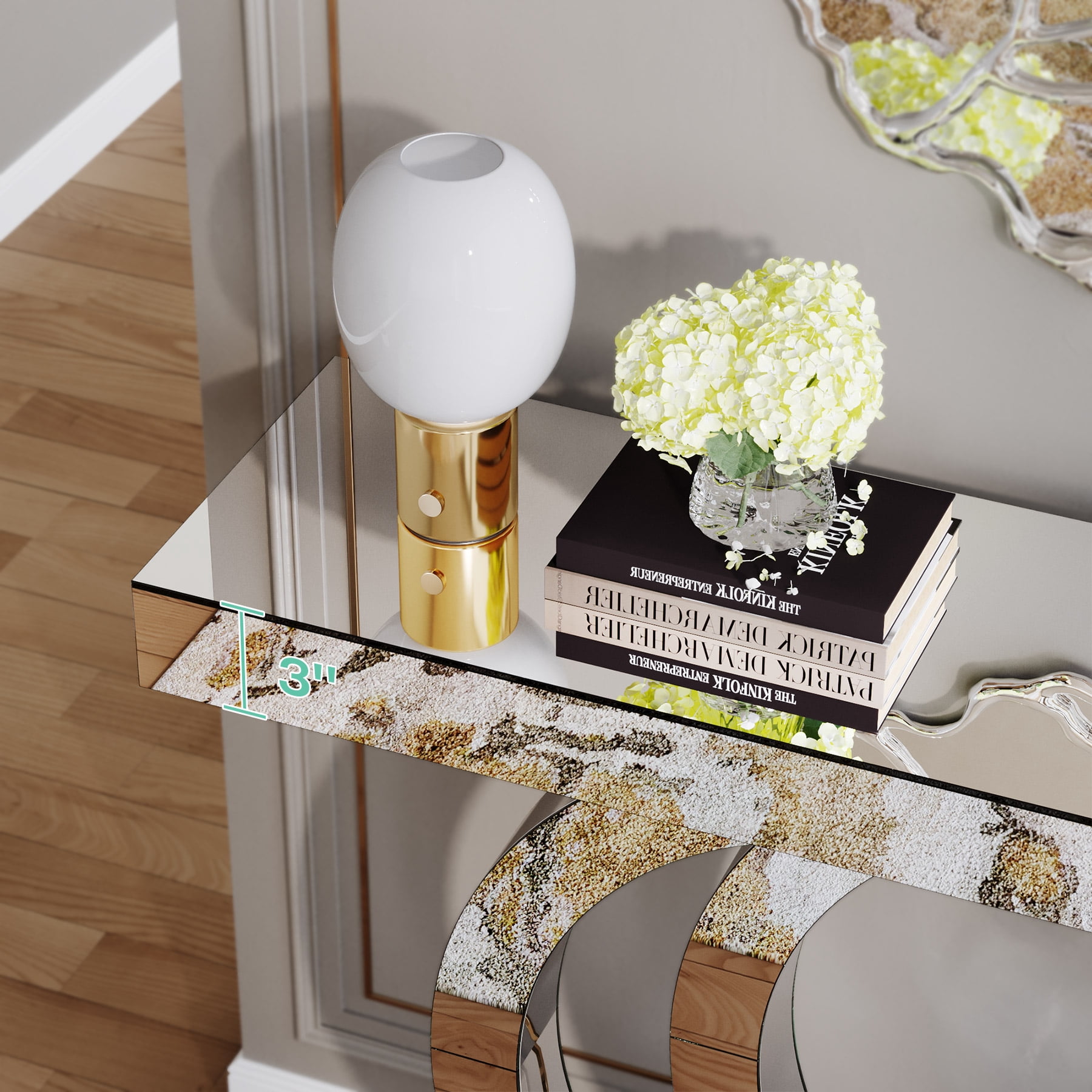 Tribesigns 43" Mirrored Console Table, Modern Entryway Table with Thickened Mirror Finish Tabletop, Rectangle Glass Sofa Table for Living Room, Entrance, Hallway