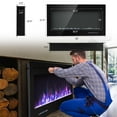 thumbnail image 4 of Electric Fireplace Insert 36-Inch Wide, 750W/1500W Wall Recessed and Mounted Fireplace with Remote Control, 9 Flame Colors, 5 Brightness Settings, 8 H Timer, Fireplace Heater for Indoor Use, 4 of 8