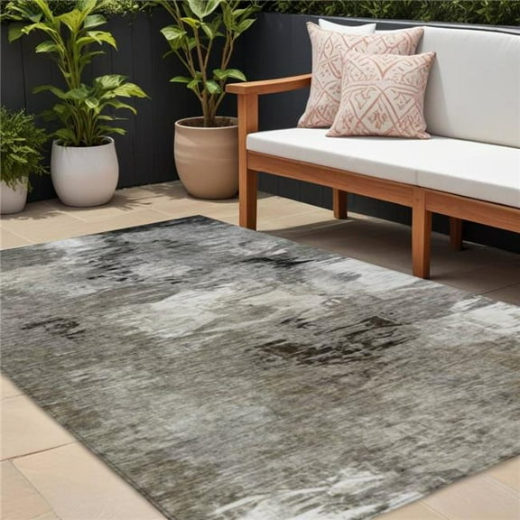 HomeRoots 577762 10 x 14 ft. Abstract Washable Indoor & Outdoor Rectangle Area Rug, Taupe, Beige & Ivory