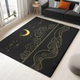 thumbnail image 3 of Washable Rug 6x9 ft Area Rug Gold line Cloud Moon Living Room Rug, Non Slip Machine Washble Rug Soft Low Pile Bedroom Rug Lightweight Rug Carpet for Home Dinning Room, 3 of 7