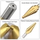 thumbnail image 3 of Broca escalonada HSS4241 de 1/4" a 3/4" 9 tamaños de flauta recta con vástago triangular para metal, madera y plástico, 3 of 4