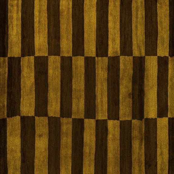 Ahgly Company Machine Washable Indoor Square Abstract Yellow Modern Area Rugs, 3' Square