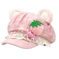 thumbnail image 2 of Women Y2K Cutecore Beret Hat Kawaii Strawberry Cake Cat Ears Cap Sweet Suede Newsboy Style Aesthetic Outfit Accessories for Daily Party Pink M, 2 of 4