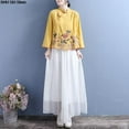 thumbnail image 3 of OUSITAID Chinese Style Embroidered Cotton Linen Shirts Spring Summer Retro Buttoned Long-sleeved Stand-up Collar Clothes Loose Tops, 3 of 7