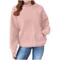 thumbnail image 2 of GaThRRgYP Toddler Girl Long Sleeve Print Top,Solid Color Children Hooded Top Girls Long Sleeved Sweatshirt Round Neck Zipper Top Pink 150, 2 of 6