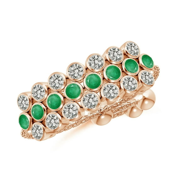 ANGARA Natural 0.22 Ct. Emerald with Diamond Stackable Ring in 14K Rose Gold for Women (Ring Size: 7)