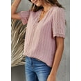 thumbnail image 3 of Asyoly Womens Shirts Lace Crochet Tunic Tops Short Sleeve V Neck Polka Dot Blouses Shirts S-2XL, 3 of 7