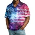 thumbnail image 3 of 250th Anniversary Men's Patriotic Zip Polo Shirt, 1776-2026 Flag Print, Quarter-Zip Collar, Short Sleeve, 4th of July, Commemorative Events, Parades, Summer Casual Wear Vermilion L, 3 of 9