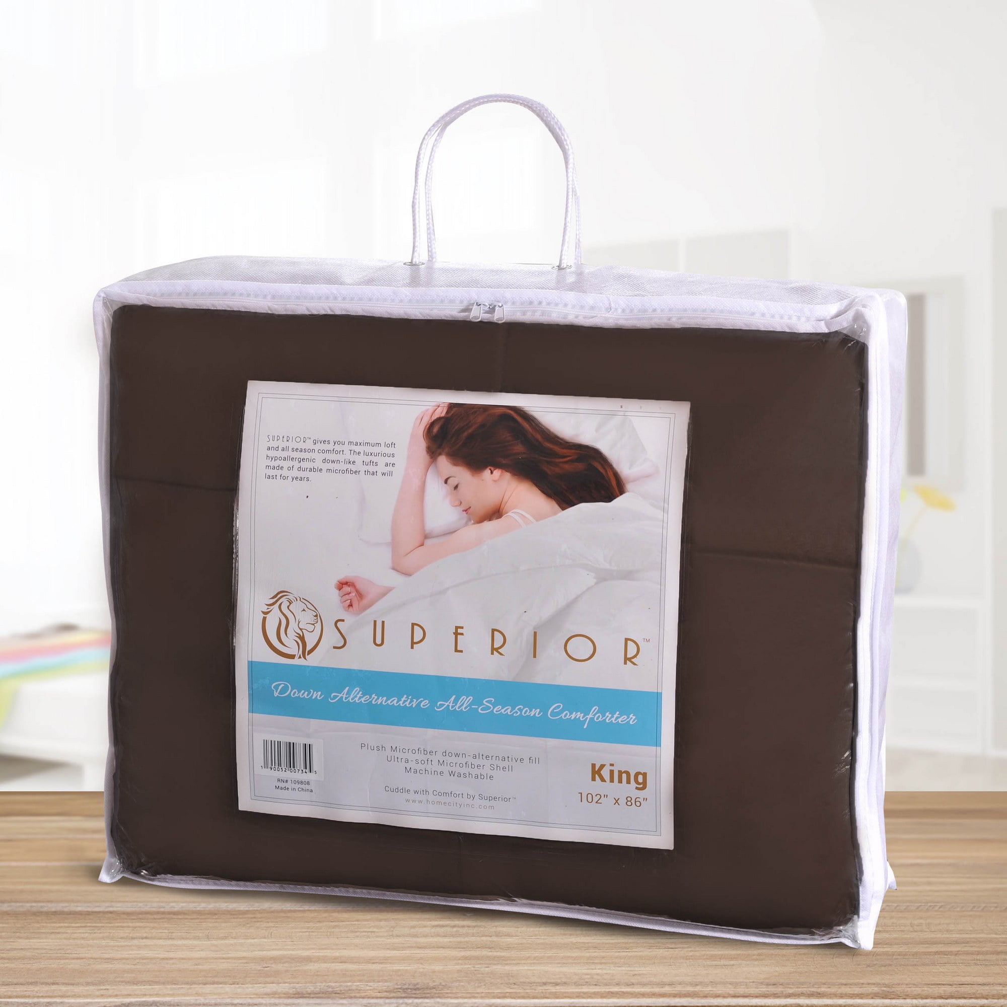 Superior Classic Reversible Comforter, King, Chocolate