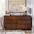 thumbnail image 2 of Walker Edison 60” Contemporary Vertical Drawer Pulls Solid Wood Dresser, Walnut, 2 of 17