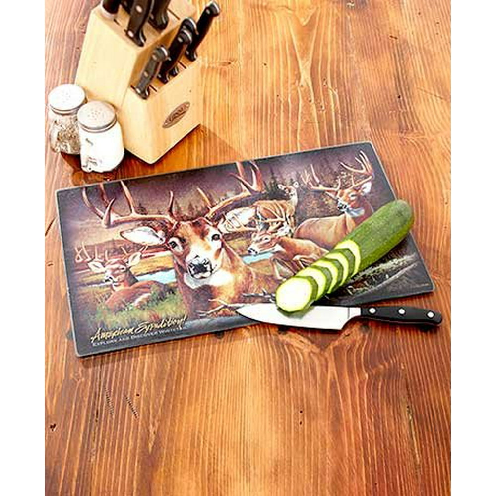 Wildlife Collage Glass Cutting Boards Whitetail Deer