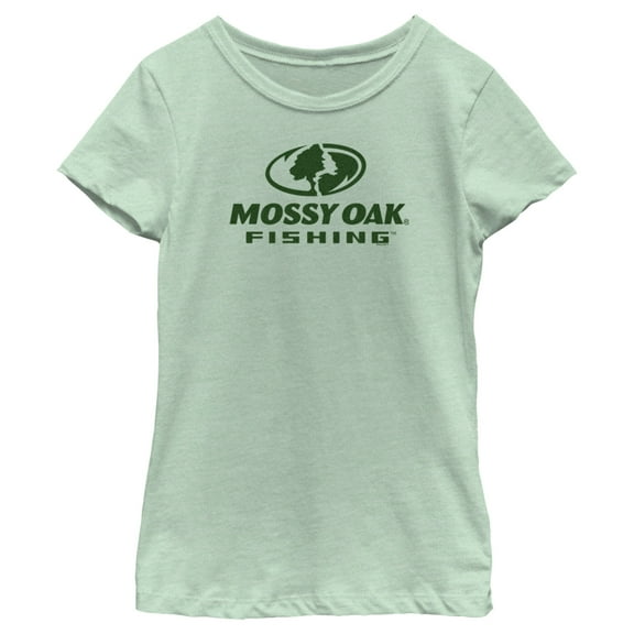 Girl's Mossy Oak Fishing Logo Graphic Tee Mint Medium