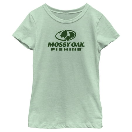 Girl s Mossy Oak Fishing Logo Graphic Tee Mint Large