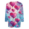 thumbnail image 4 of TrendVibe365 Valentines Day Clothes Ladies Tops and Blouses 3/4 Sleeve Dressy Plus Size with Crew Neck Polyester Casual Love Heart Printed Lover Gift Blouse Tops for Valentines Gifts Pink XL, 4 of 5