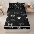 thumbnail image 2 of Homewish Black White Bow Football Zipper Twin Comforter Sets with Fitted Sheet and 2 Pillowcases for Girls, Princess Bow Zipper Bedding Set, Black Reversible, 4-Piece, 2 of 6