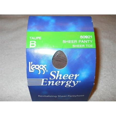 Leggs Taupe Sheer Energy Toe Pantyhose, Size B