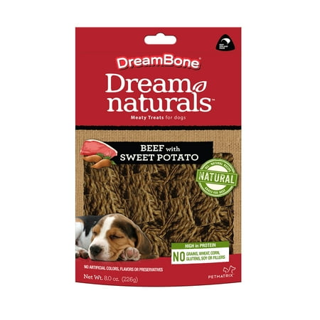 Dogs 8 Ounce Pouches - DreamBone Dreamnaturals Beef w/ Sweet Potato Dog Chew, 8-Ounce