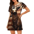 thumbnail image 1 of Disketp Deer American Flag Vintage para Camisón Corto de Manga Corta para Mujeres, Camisón Cómodo con Escote Redondo, Bonito y Confortable, 1 of 6