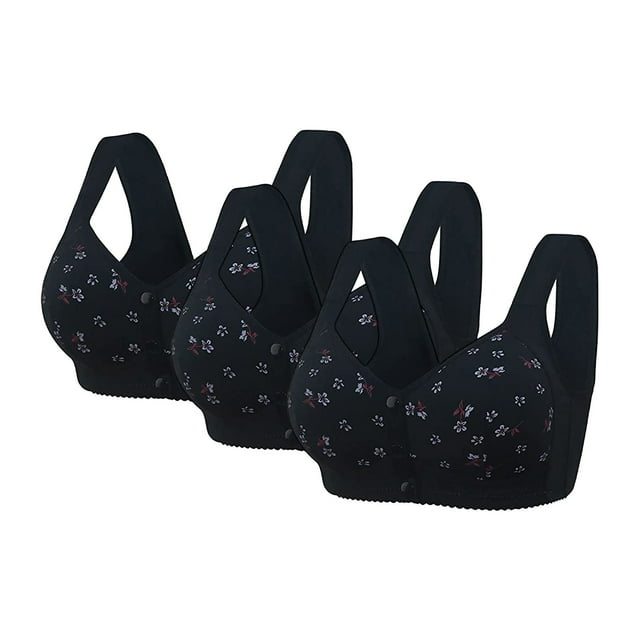 ManxiVoo Womens 3 Piece Summer Bras Set Front Closure Wireless Comfort Full Support Wide Band Everyday Wear 58 Size
