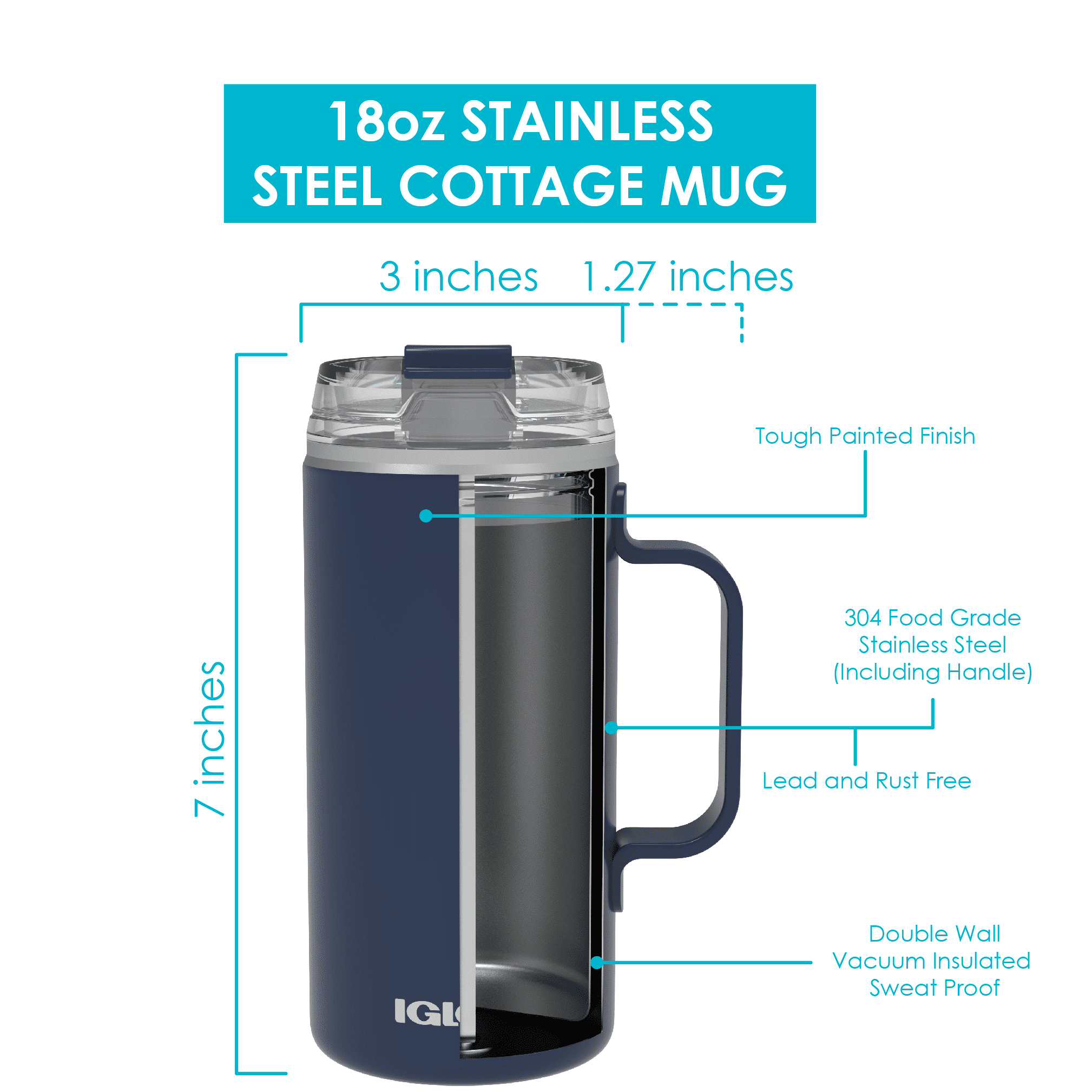 Igloo 18 oz Stainless Steel Insulated Travel Mug, Red