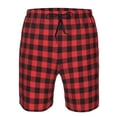 thumbnail image 3 of Vsdgher Buffalo Plaid Red Black Men's Beach Shorts, Surfing shorts, Swim trunks, Quick Dry Swim Trunks for Surfing Beach Fun -XX-Large, 3 of 6