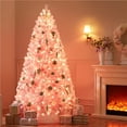 thumbnail image 2 of Alden Design 7.5ft Pre-Lit Fir Artificial Christmas Tree with Foldable Stand, Pink, 2 of 9