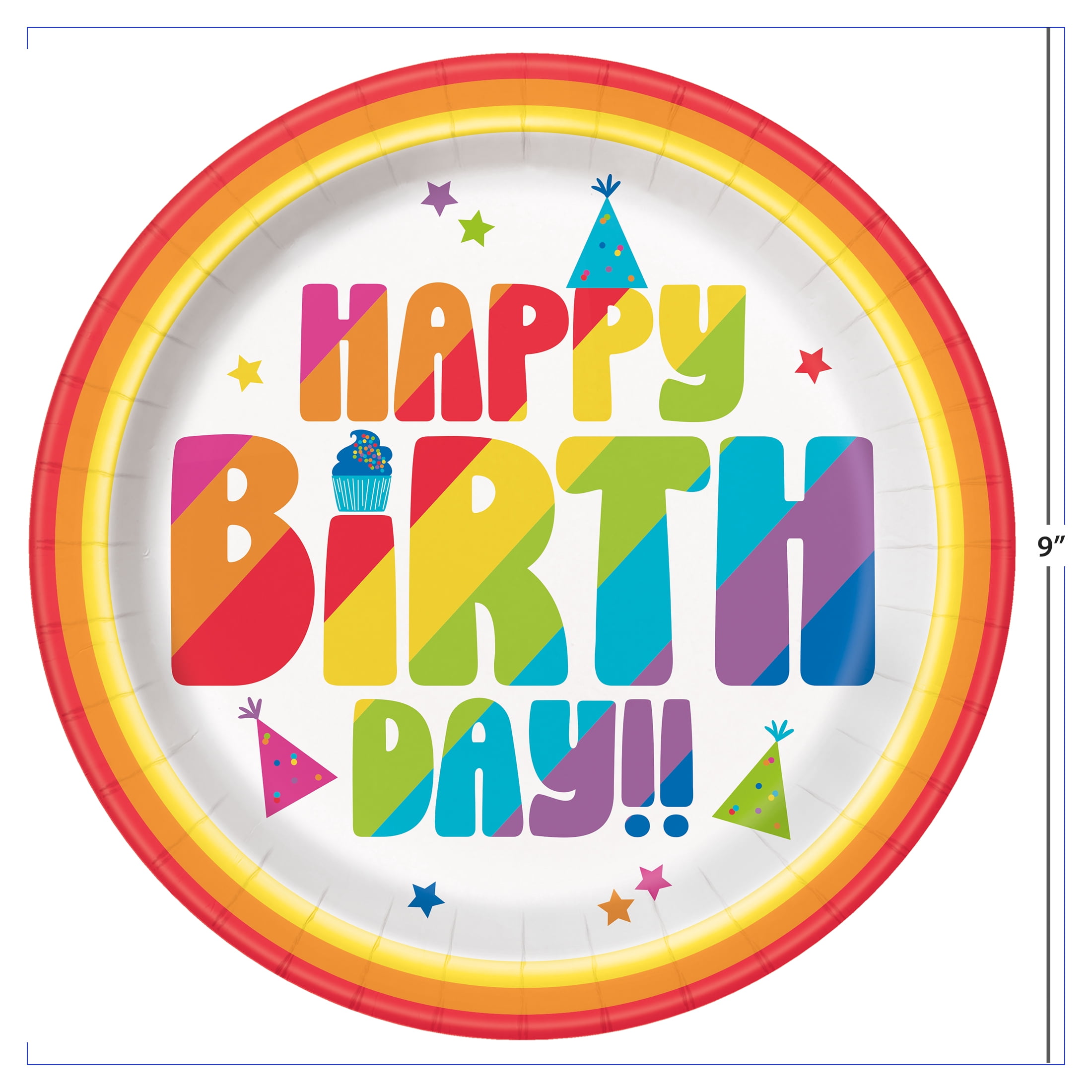 10 Count 9IN Colorful Party Multicolor Disposable Dinner Plates by Way to Celebrate