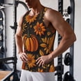 thumbnail image 5 of Lsque Autumn Pumpkin Leaves Pattern Mens Tank Tops Muscle Athletic Quick Dry Sleeveless Workout Fitness T Shirts Beach Tank Top, Loose-fit Sleeveless Shirt for Men-Medium, 5 of 7