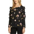 thumbnail image 2 of 1.STATE Womens Floral Knit Blouse, Black, X-Small, 2 of 2