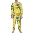 thumbnail image 3 of Salouo Lemon Print Button-Front Long Sleeve Pajama Set for Men, Soft 2Pjs Men's Long Sleeve Sleepwear-Medium, 3 of 7