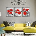 thumbnail image 4 of Poppy Flower Pictures for Bedroom Bathroom Wall Decor Black White and Red Canvas Wall Art with Frame Ready to Hang Set of 3 Panels 12×16Inch, 4 of 6