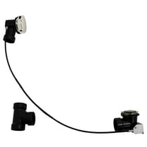 Westbrass 35" Cable Drive Bathtub Pop-Up Drain Trim with Rotary Overflow Knob and Sch. 40 ABS Fittings, Polished Nickel