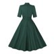 thumbnail image 4 of Puntoco Vestido Retro Hepburn Cuello Redondo Manga Corta Cinturón Falda Oscilante Verde M,Regalos Para Mujer Joven, 4 of 9