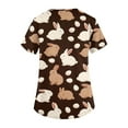thumbnail image 5 of LTTVQM Womens Easter Scrub Tops Rabbits Eggs Print Funny Short Sleeve Scrub Tops Loose Fit V Neck Fashion Tops with Pockets Brown L, 5 of 5