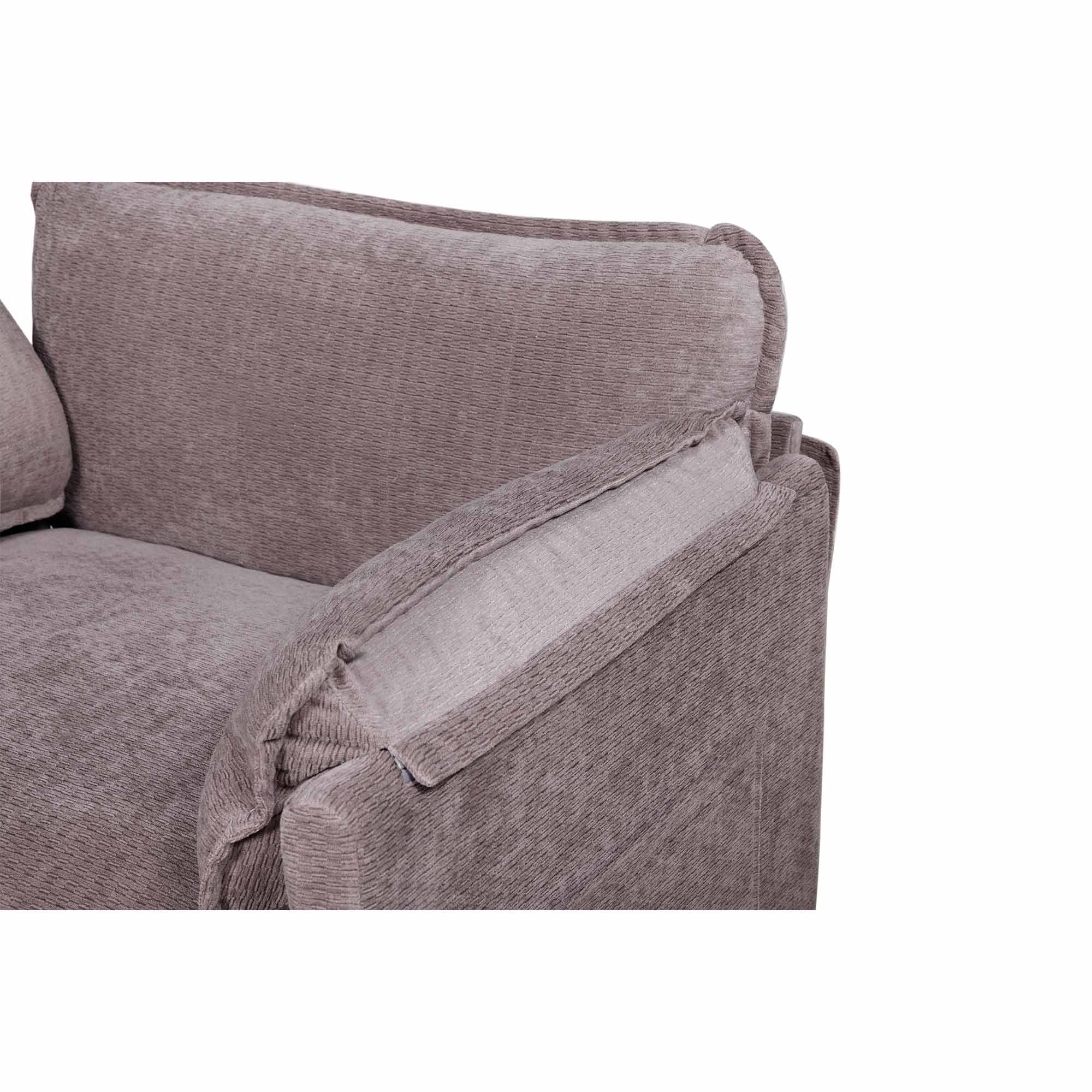 Lunale Oversized Modern Accent Chair with Ottoman, Lounge Reading Armchair, Single Sofa Chair for Living Room, Gray Boucle