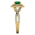 thumbnail image 3 of 1.3125 ctw with Simulated Diamond Halo Accents Anniversary Ring for Women | Round Cut Simulated Emerald | Hyperallergenic Solid 18K Yellow Gold, 3 of 5