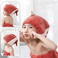 thumbnail image 4 of Cute Cartoon Shower Hat Coral Fleece Hair Turban Quick Drying Cap Parent-child Bathroom Wrapped Towel for Kids Adults, 4 of 19