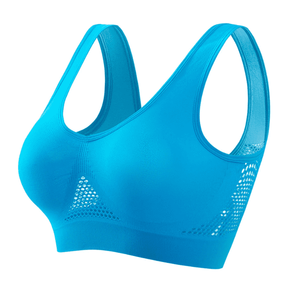 Women Seamless Sports Bra Wirefree Yoga Bra With Removable Pads Cooling Lift-Up Air Tech Mesh High Support
