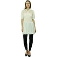 thumbnail image 3 of Bimba Women's Cut Work Yoke Tunic Puff Sleeve Short Kurti Summer Casual Blouse, 3 of 9