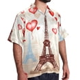 thumbnail image 2 of Eiffel Tower Valentine's Day Men's Hawaiian Shirt, Button Down Poplin Short Sleeve Casual Summer Beach Printed Unisex Shirts, 2 of 6