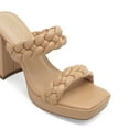 thumbnail image 4 of DREAM PAIRS Women's Two Braided Strap High Chunky Heels for Women Slip on Open Square Toe Block Platform Heels Sandals Holiday Party Wedding Dress Pumps Shoes, 4 of 5