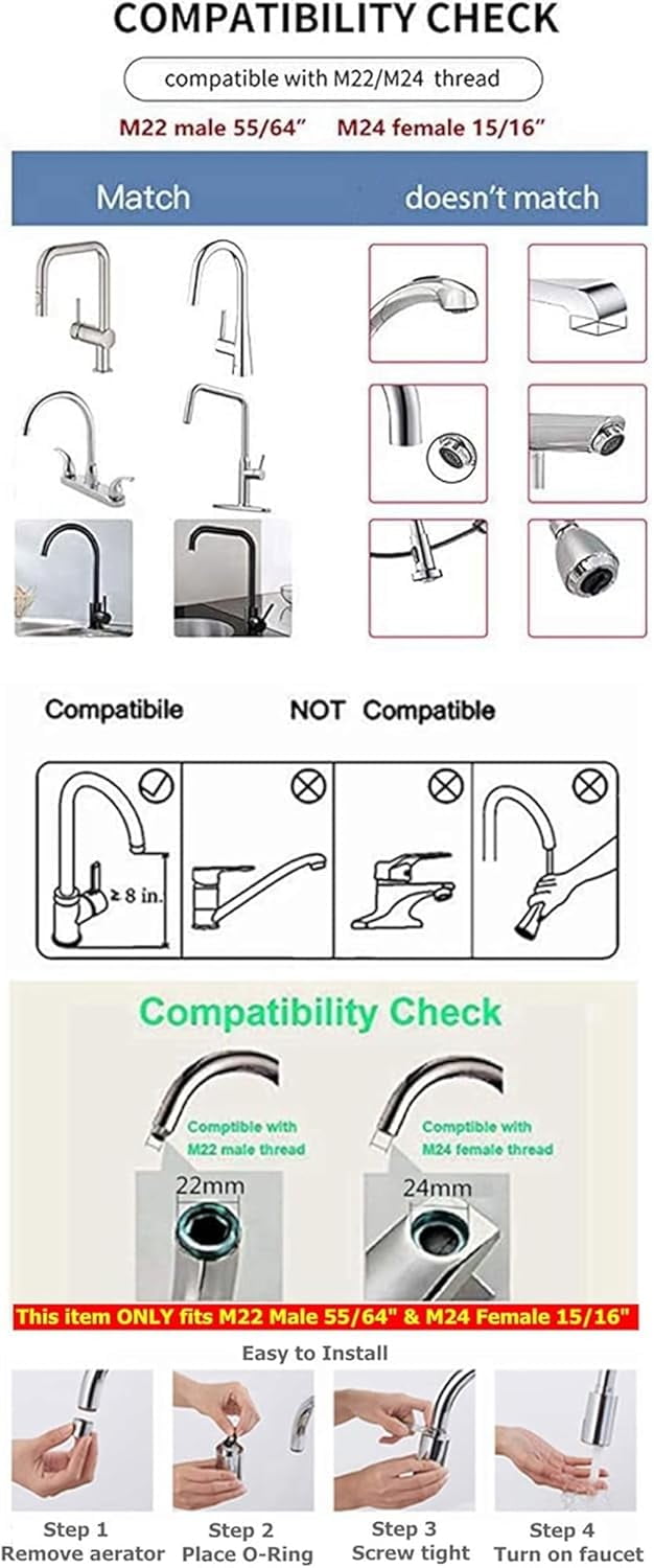 Transform Your Faucet with Our Touchless Automatic Adapter: Motion Sensor for Bathroom & Kitchen, Hands-Free Aerator, Easy Install on M22/M24 Taps