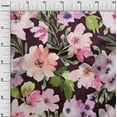 thumbnail image 2 of oneOone Cotton Poplin Fabric Watercolor Leaves & Peony Floral Decor Fabric Printed BTY 56 Inch Wide, 2 of 4