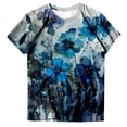 thumbnail image 4 of QHWAUAKFBN T Shirts For Women Loose Fit Summer Round Neck Short Sleeve Flower Butterfly Print Tshirts Top, 4 of 4